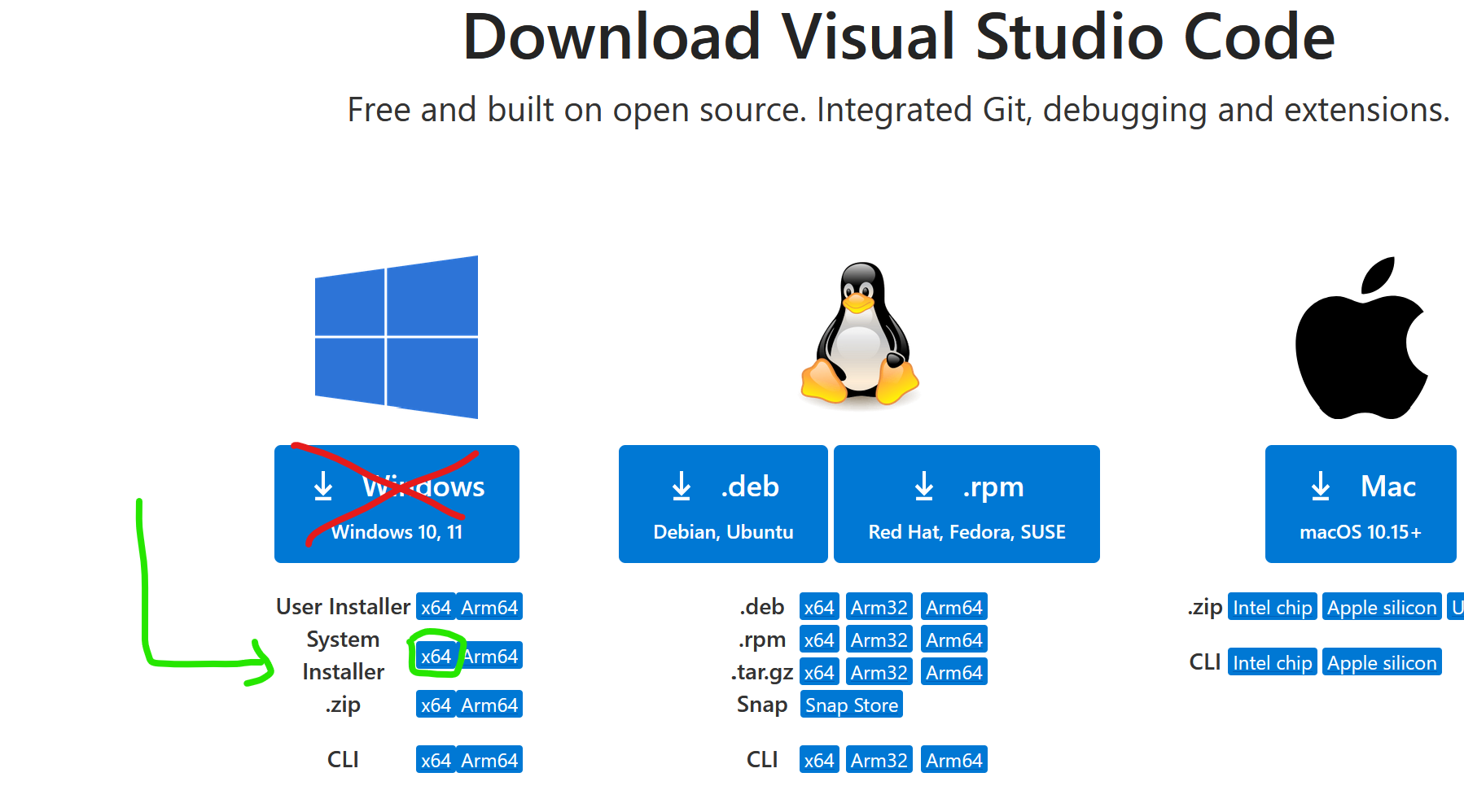 Nimm den System Installer - dann kannst Du VS Code auch als anderer Benutzer starten, sonst geht das nicht.
